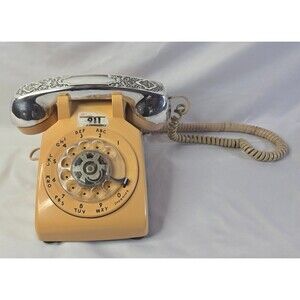 Vintage Bell System 500DM Rotary Phone Beige Silverplate Handset Cover